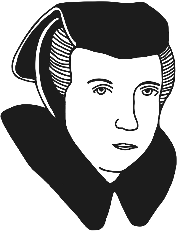 Drawn image of Dorothy Wadham, the founder of Wadham College.
